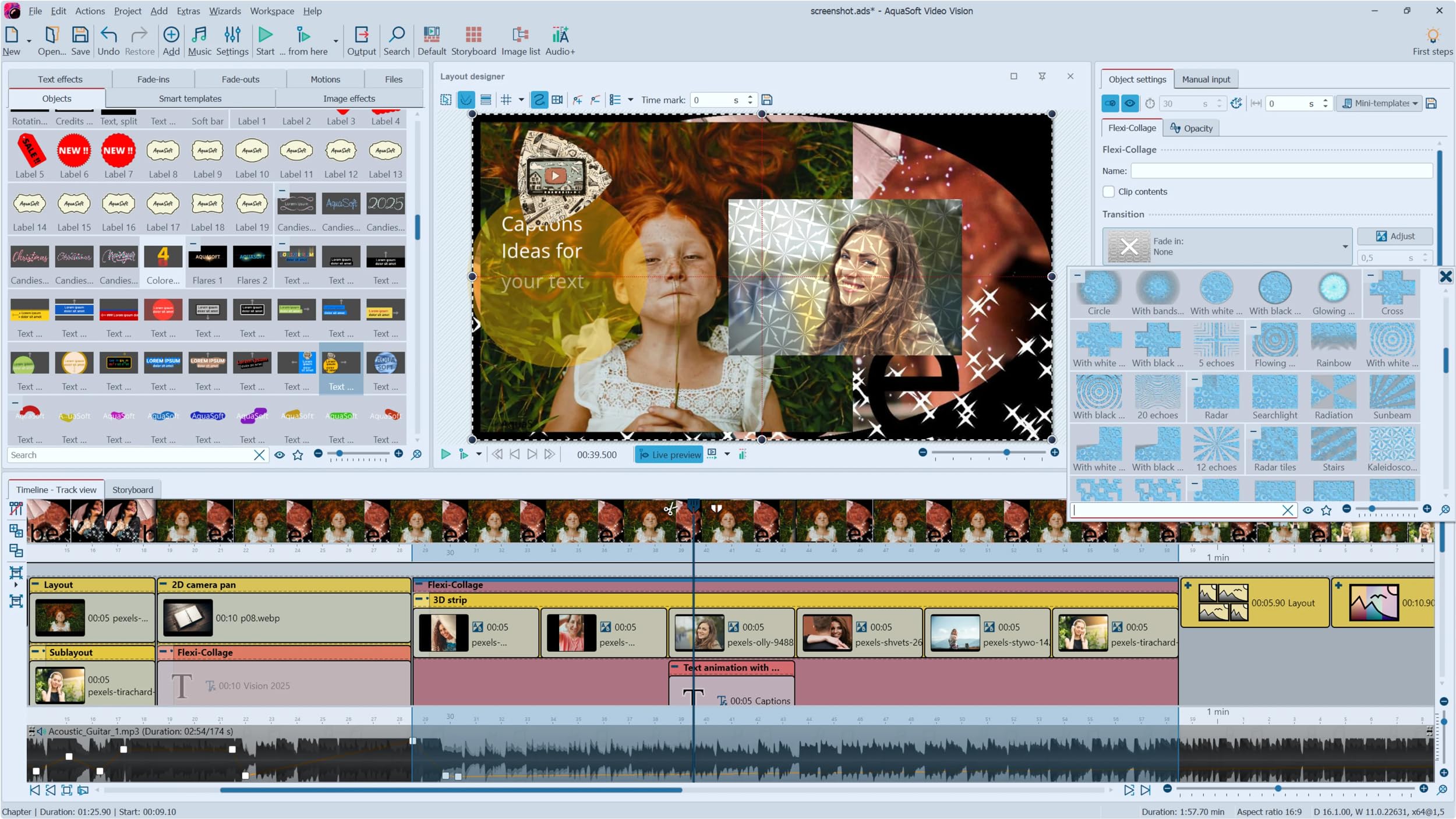 Aquasoft Video Vision 2025 - Videoshow Slideshow Video editing effects Animations Software for Win 11, 10