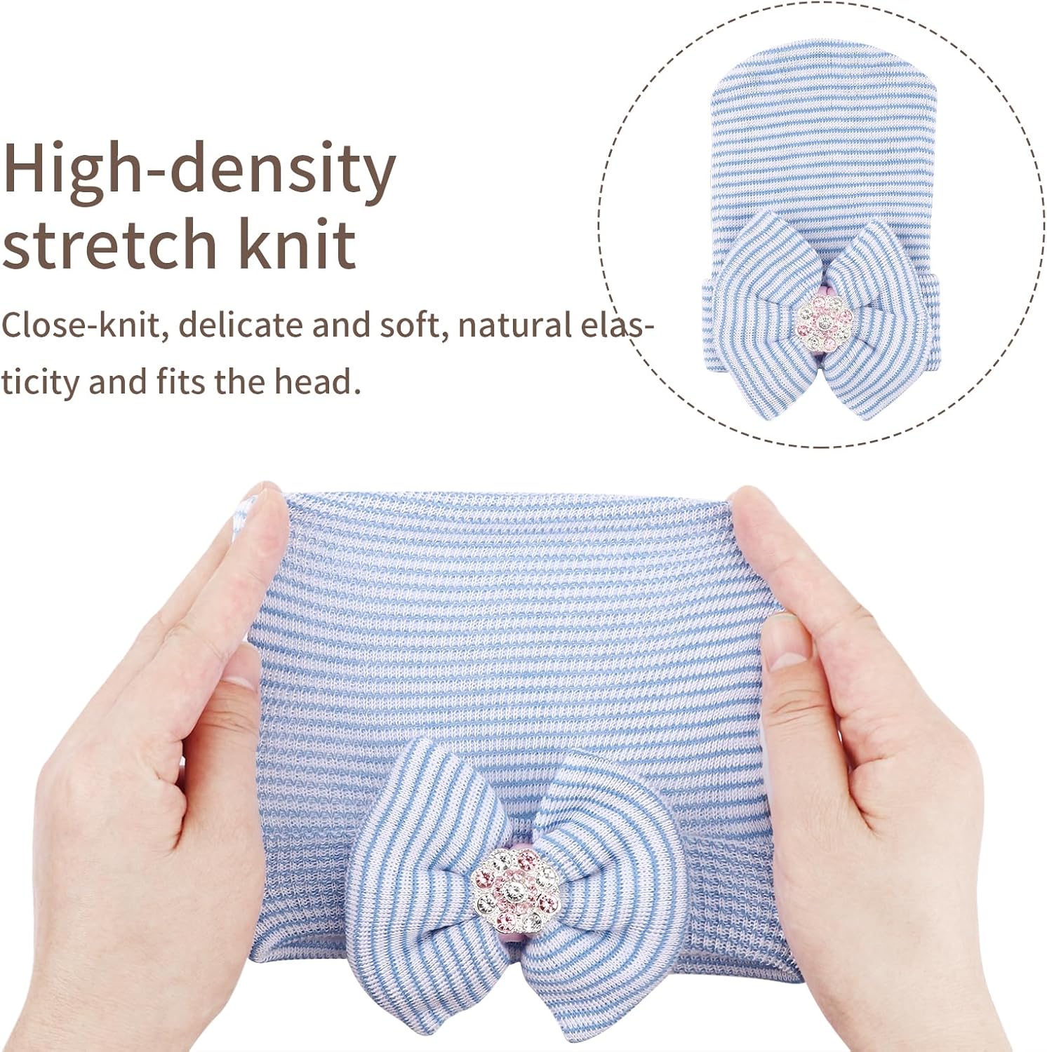 Newborn Baby Girl Hats with Bow No Scratch Cotton Toddler Infant Beanie Caps Soft Newborn Hospital Hat 0-3 Months - Image 5