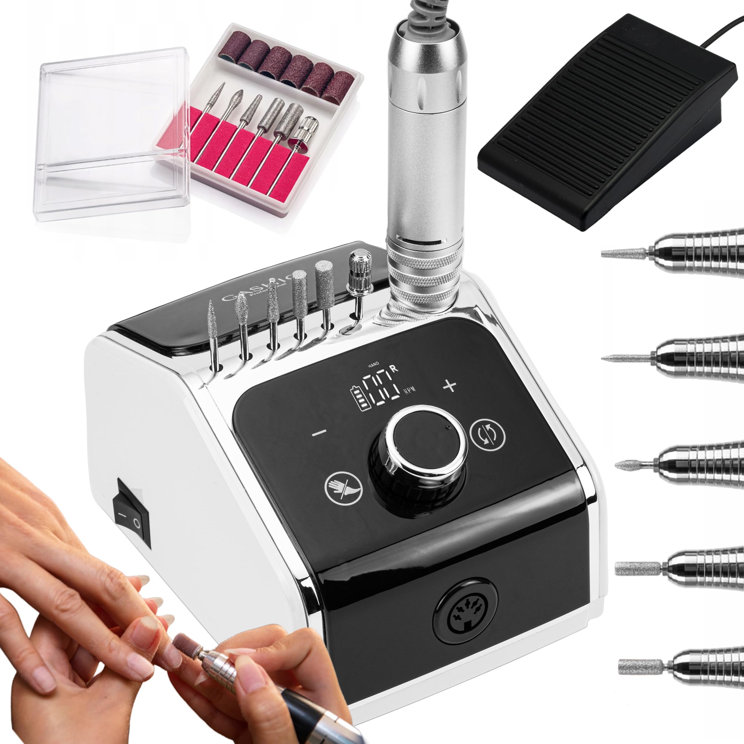 Frezarka do paznokci żelowych | Nail Drill 50 W | Elektryczny pilnik do paznokci | Zestaw do manicure i pedicure | Frezarka do paznokci z kablem | Frezarka do paznokci z pedałem nożnym |