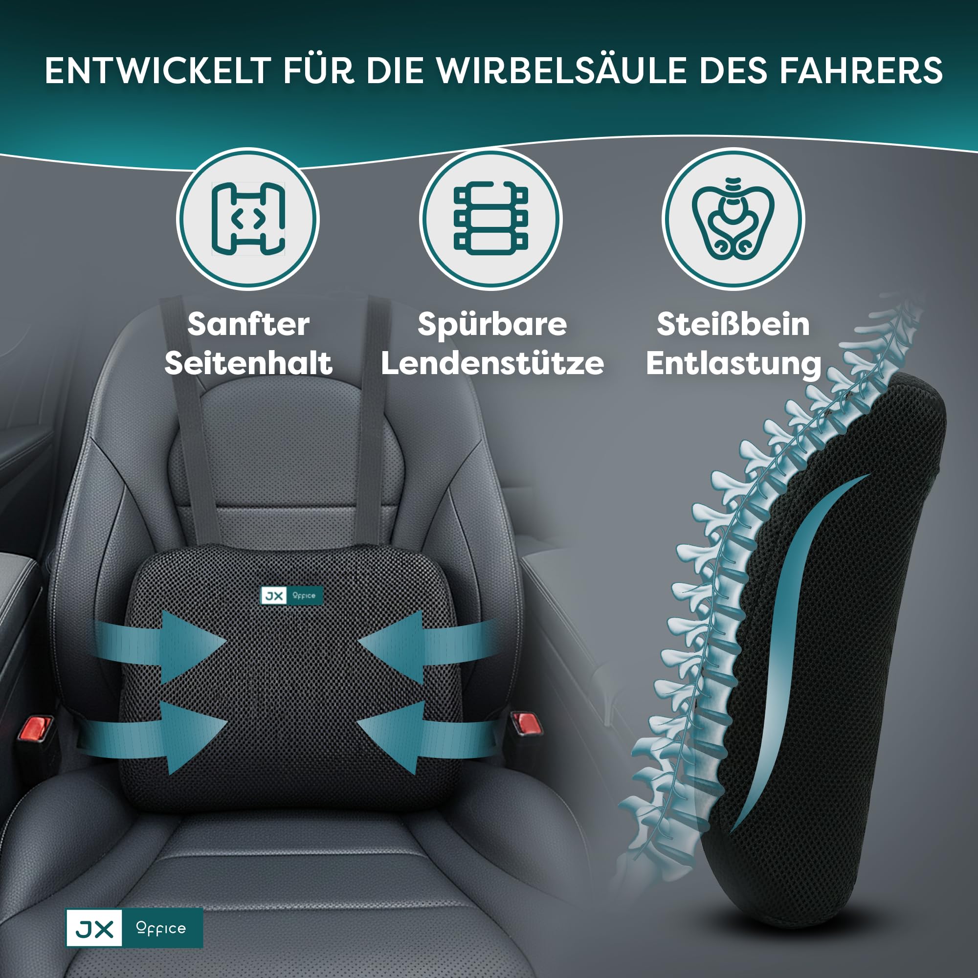 Coussin lombaire pour voiture - Soutien lombaire universel en mousse à mémoire de forme - Coussin lombaire ergonomique contre les maux de dos - Gadget de voyage (voiture )