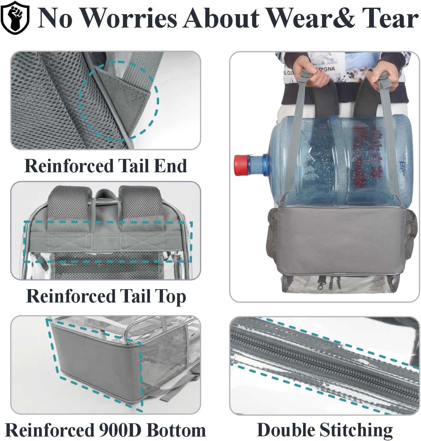 PACKISM Clear Backpack - 17 inch Heavy Duty Clear Backpacks for School, Large Transparent Bookbag for Students (Age 12+) - Image 5