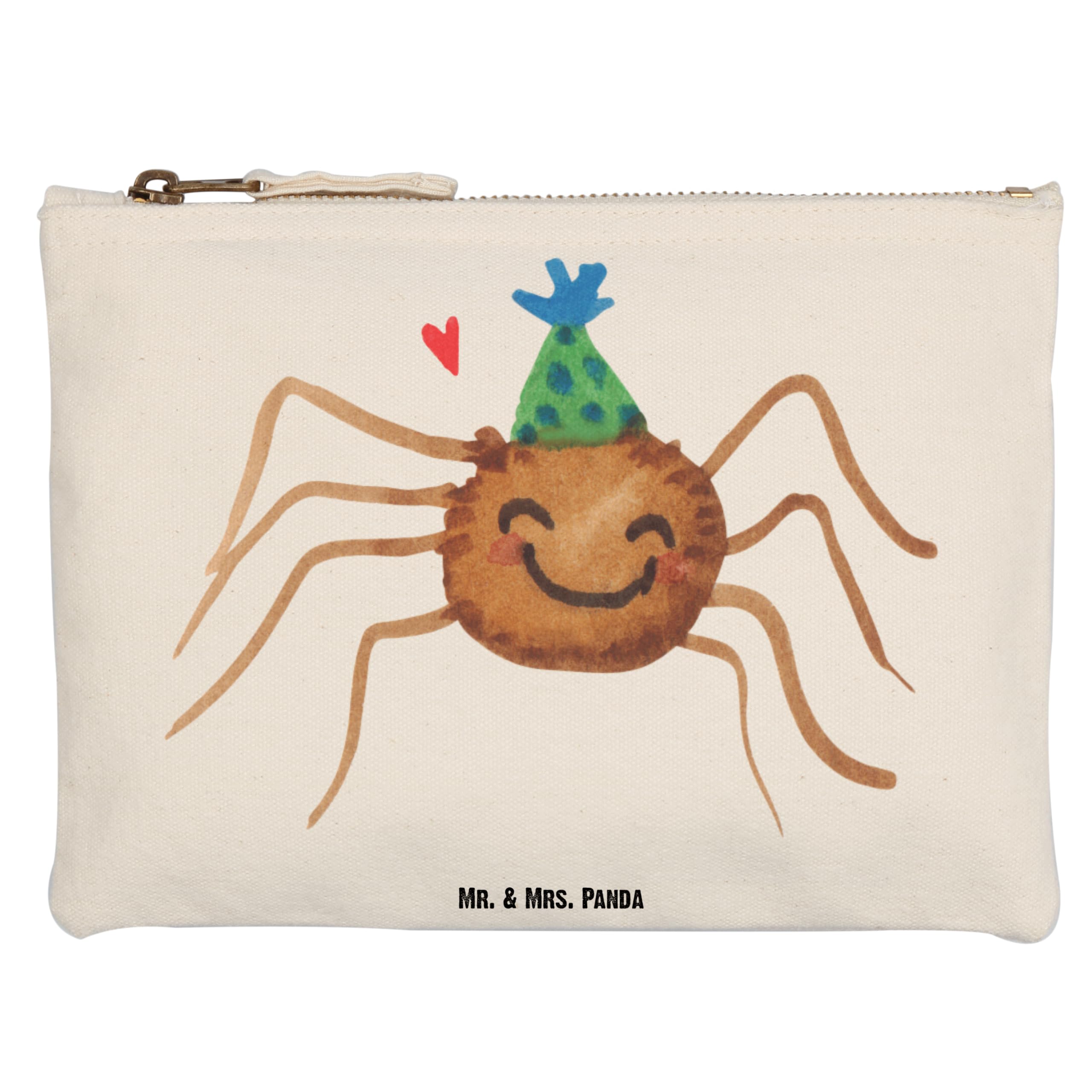 Mr. & Mrs. Panda Kulturbeutel Spinne Agathe Party Grösse XL Große - Geschenk, Etui, Schulmäppchen, Stoffbeutel, Selbstliebe, Glück, Wunder, Motivation, Kosmetiktasche, kosmetiktäschchen