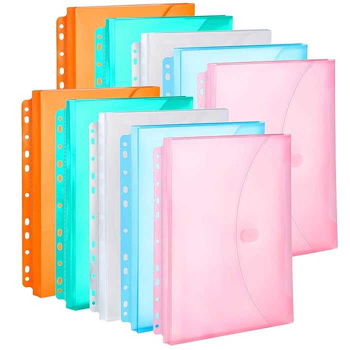Buy FANWU 10 Pack Assorted Color Expandable Poly Binder Pocket, 3/4