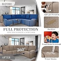 Vista 41 de Fundas 100% impermeables para sofá reclinable seccional, fundas para sofá reclinable en forma de L, funda para sofá seccional de esquina