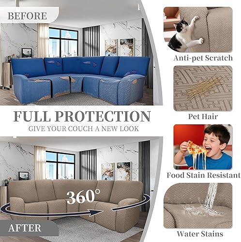 Miniatura 41 de Fundas 100% impermeables para sofá reclinable seccional, fundas para sofá reclinable en forma de L, funda para sofá seccional de esquina en forma de
