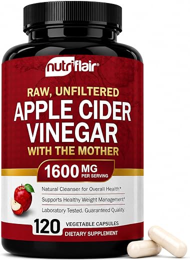 Apple Cider Vinegar Capsules with The Mother – 120 Vegan ACV Pills – Best Supplement for Healthy Weight Loss, Diet, Keto, Digestion, Detox, Immune – Powerful Cleanser & Appetite Suppressant Non-GMO