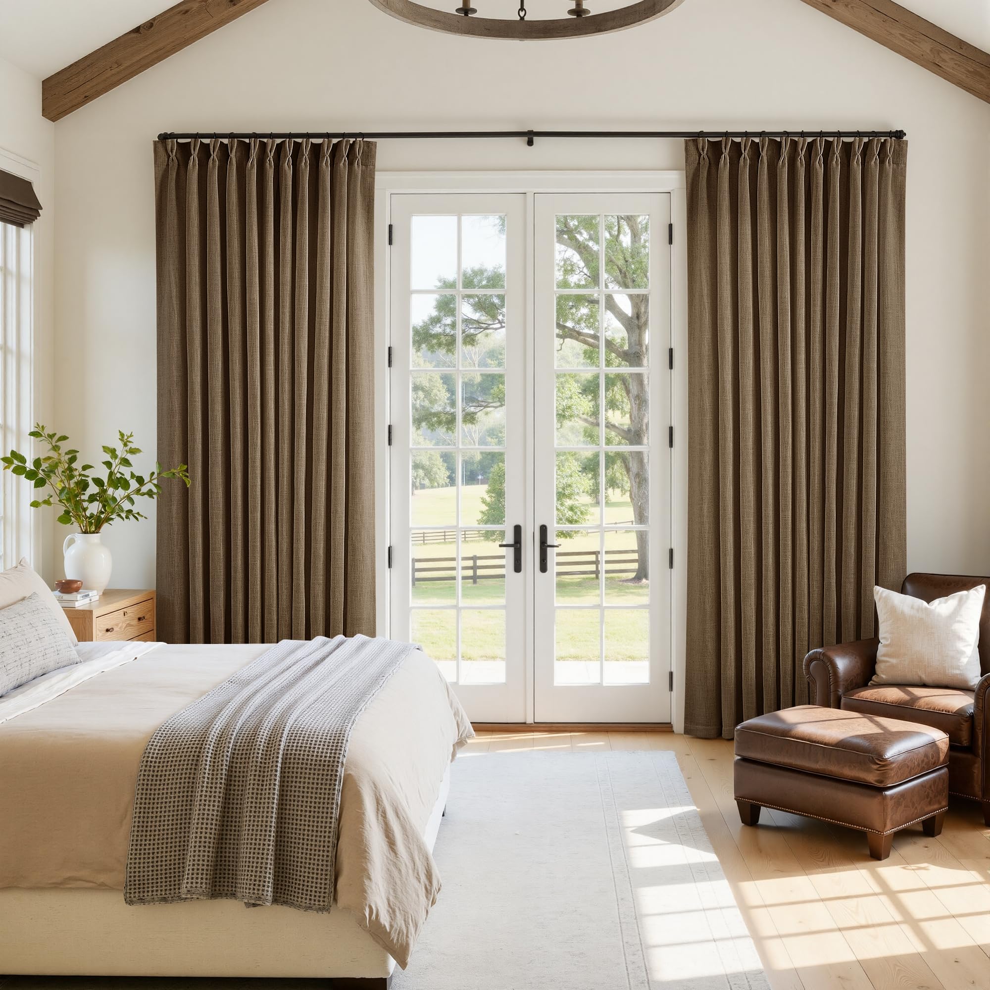 TWODRAPES Extra Wide 96 Inch Long Pleated Curtains 70 Inch Wide Dutch Cocoa