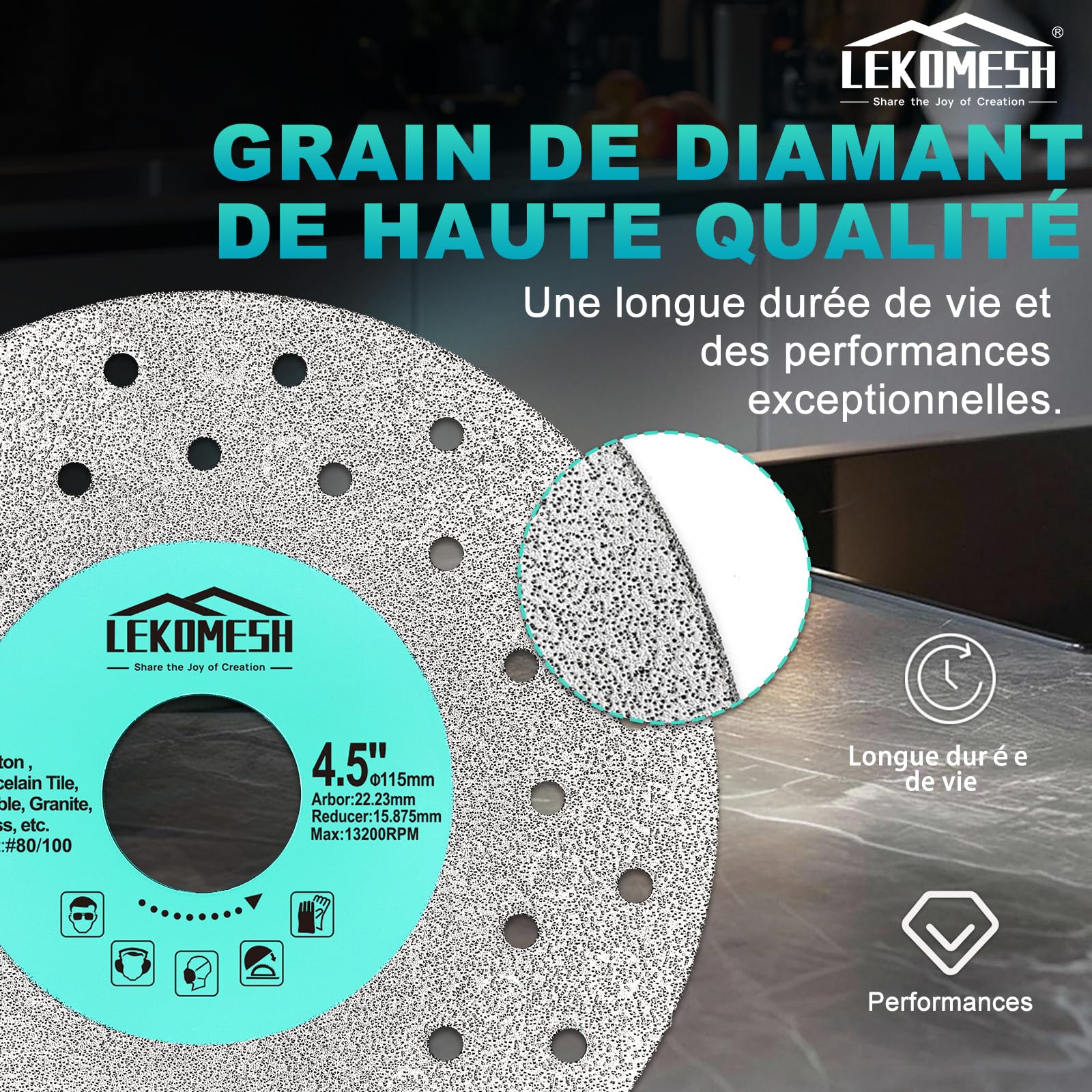 Disque diamant carrelage 180mm coupe verre diamant - lames diamantées pour granit, marbre, pierre, dalles roche et carrelage. Disque carrelage haute performance