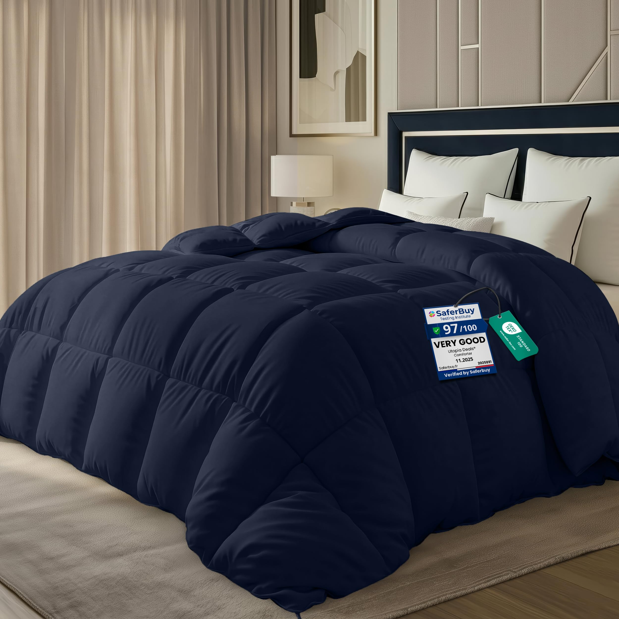 Utopia Bedding Duvet Double,10.5 Tog coverless Duvet with Corner Tabs, Box Stitched Quilt (Double, White) — view 12
