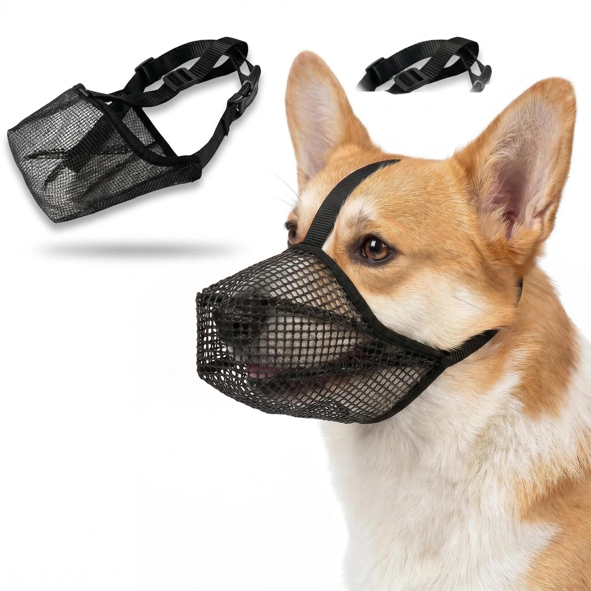 Adjustable Breathable Mesh Dog Muzzle, Soft Mesh Muzzle, Small Medium Dogs