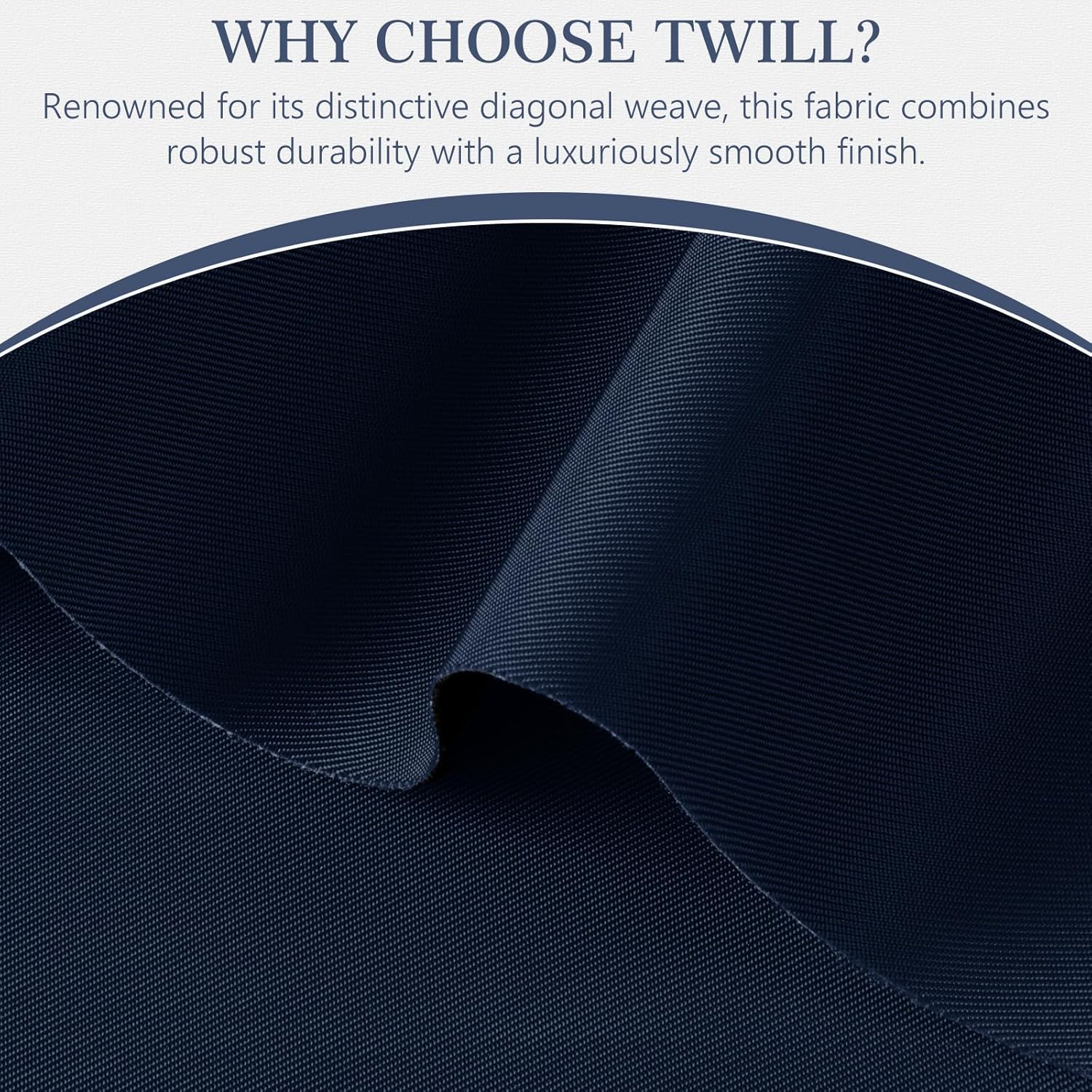 Thick Twill Fabric by The Yard, 58" W 0.75mm Polyester Twill Woven Lining Fabric Soft Excellent Luster Upholstery Fabric for Bags, Cushion, Chair, DIY Projects, 5 Yards Navy Blue