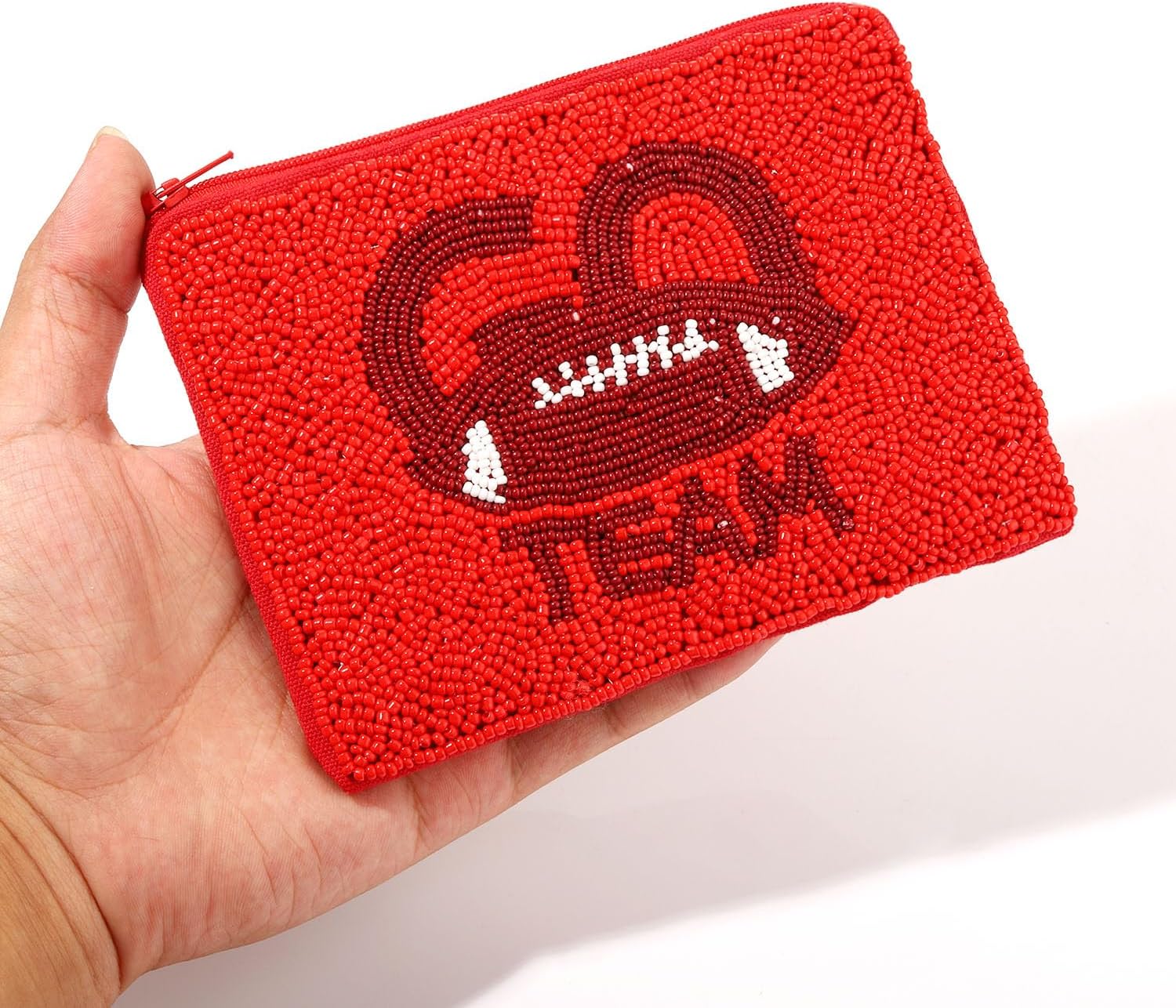 Game Day Beaded Coin Purse Go Team Wallet Pouch Small Cute Football Zipper Pouch Sports Accessory for Fan Gift - Image 4
