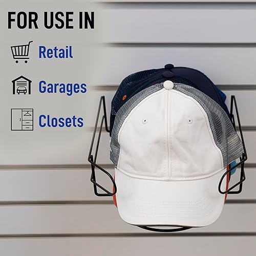 Miniatura 5 de Estante de exhibición de tapas de Slatwall negrocromoblanco para mostrar sombreros ajustados, sombreros Snapback, sombreros no estructurados y