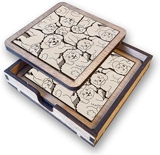 Set 02 Poodle Dog Coaster - Poodle Dog Puzzle Wooden Coaster Set - Interlocking Jigsaw Drink Mats with Laser-Cut Design for Poodle Lovers (Poodle Coasters)