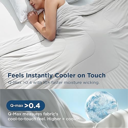 Miniatura 2 de Bedsure - Mantas refrescantes para personas que tienen calor al dormir, cobija de verano de tamaño Queen, regalo fresco y ligero para sudores Gris