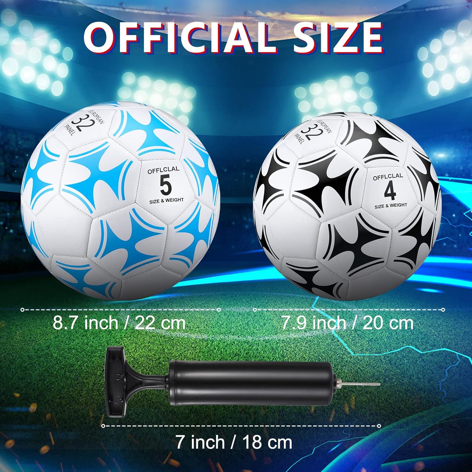 Tradder 4 Pack Soccer Ball with Pump Size 3 4 5 Deflated Soccer Ball for Outdoor Indoor League Game Sport Practice Training Gift for Kid Youth Teen Adult Back to School - Image 2