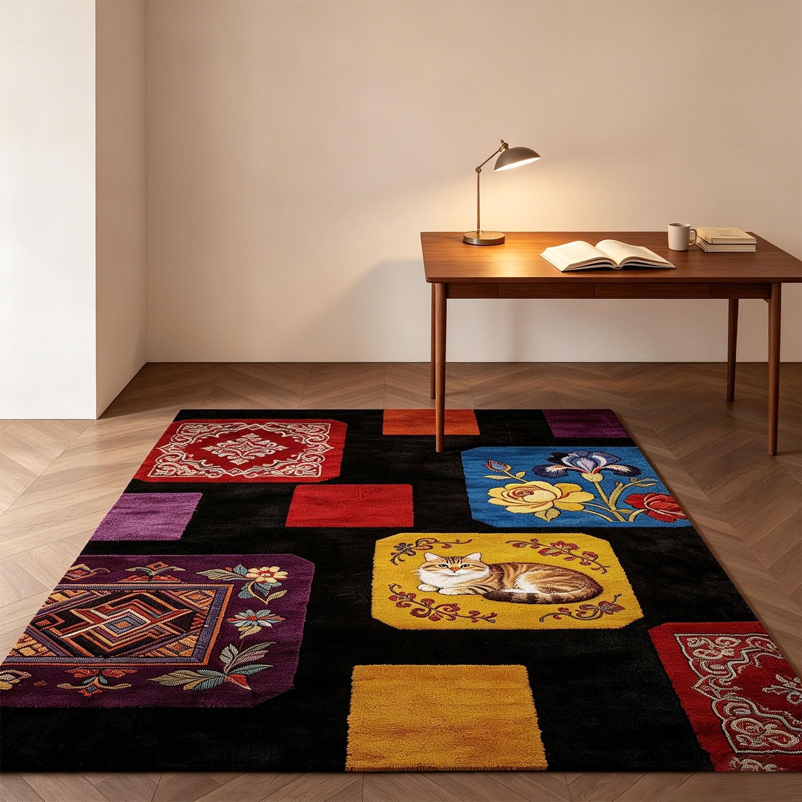 Moqueta para el Suelo Acogedor Alfombra Exterior Terraza Indoor Square Rugs Sala de Reuniones(D,160x230cm/5.25x7.55ft)