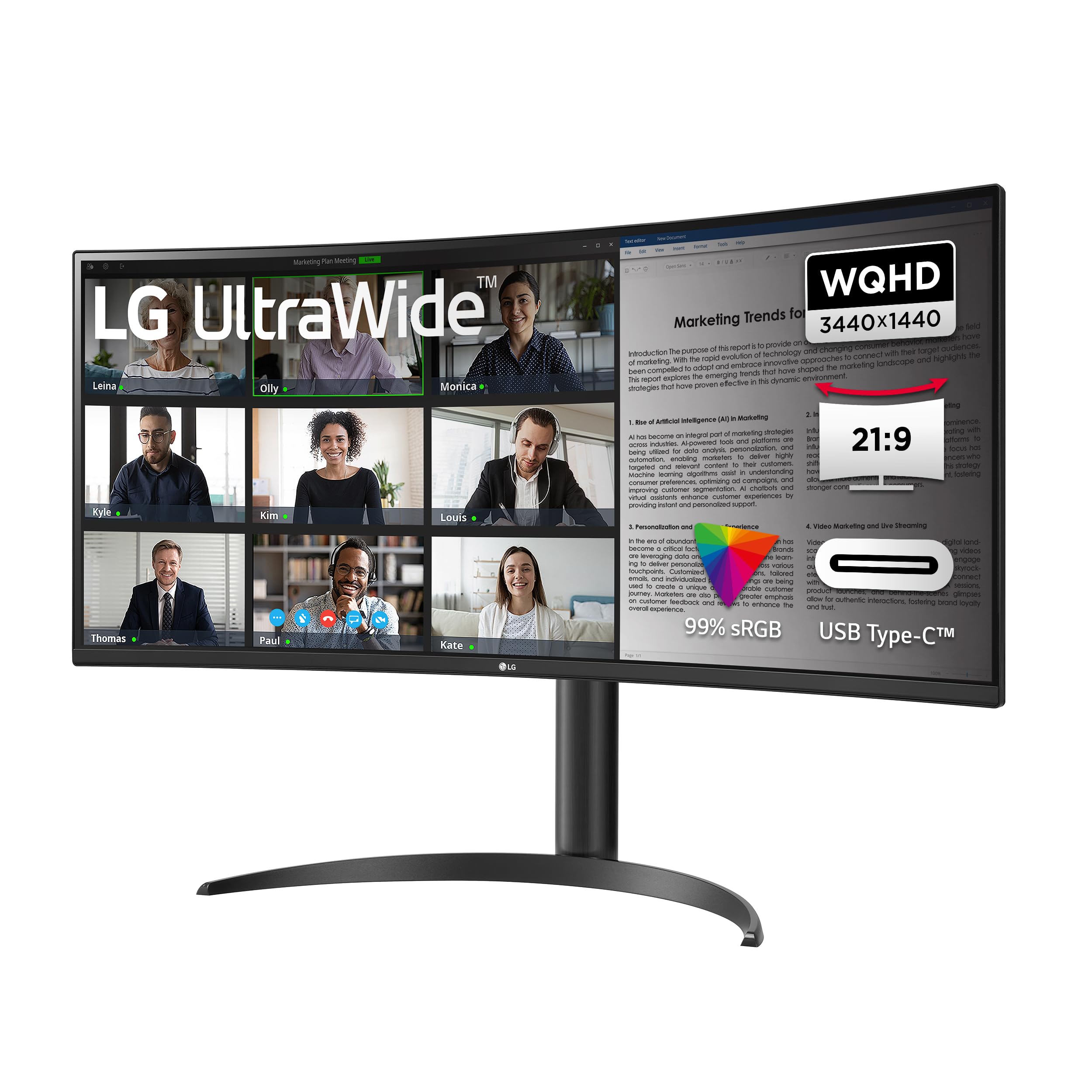 LG UltraWide Curved Monitor 34WR55QC-B Produktbeschreibung