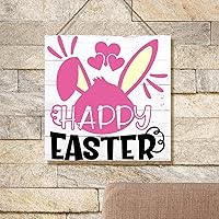 Vista 5 de Letrero decorativo de pared con texto en inglés «Happy Easter» con citas de Pascua, letrero para colgar en la pared con texto en inglés «Happy
