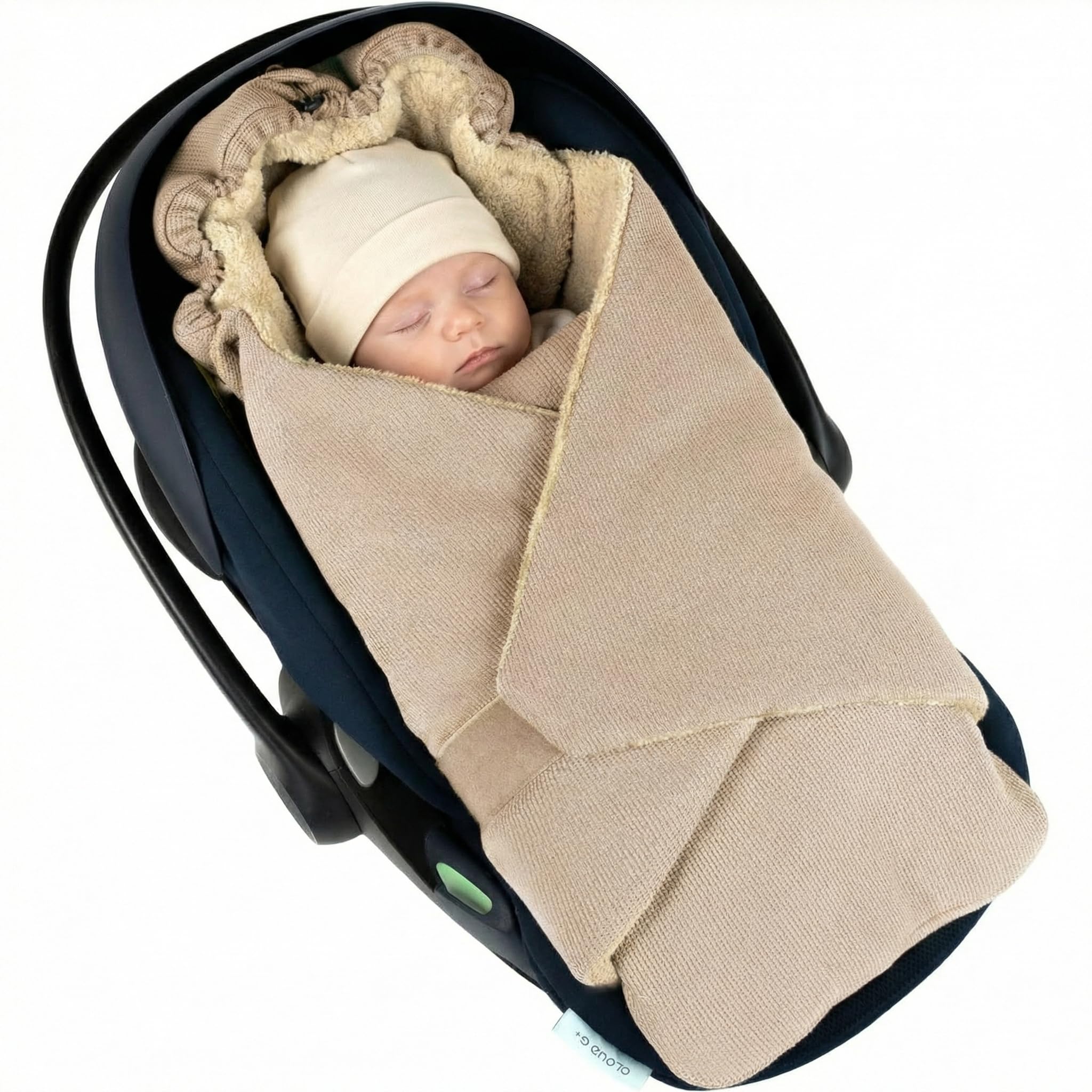 Hofbrucker Baby Einschlagdecke für Babyschale & Kinderwagen - Weicher Fleece aus Öko-Tex zertifizierten Materialien, Frühling, Herbst & Winter, Universal 0–12 Monate, Kuschelige Einschlag (Taupe)
