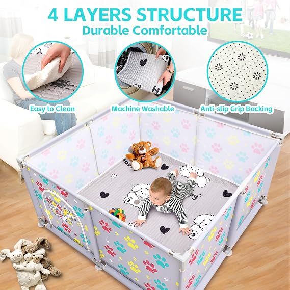 Whelping Box for Extra Tall Dog + Whelping Pad Playpen Whelping Supplies for Large Small Breed Dogs Puppies 120x120x63cm
