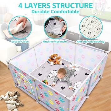 Whelping Box for Extra Tall Dog + Whelping Pad Playpen Whelping Supplies for Large Small Breed Dogs Puppies 120x120x63cm