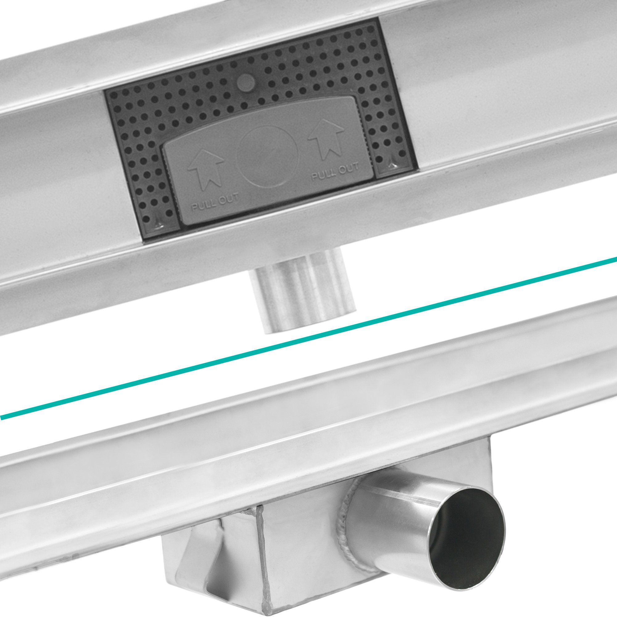 Elbe Canaletta scarico per doccia con griglia a feritoia Canalina doccia in acciaio inox Piletta Drenaggio con flangia perimetrale 70 cm RN-K070A