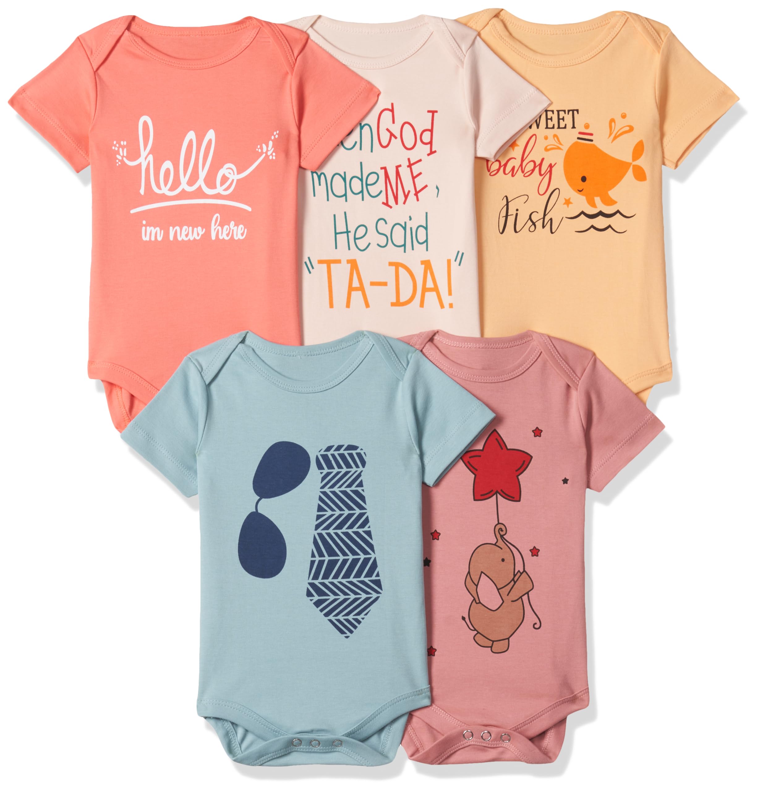 Unisex Baby Rompers Bodysuits (Pack of 5)