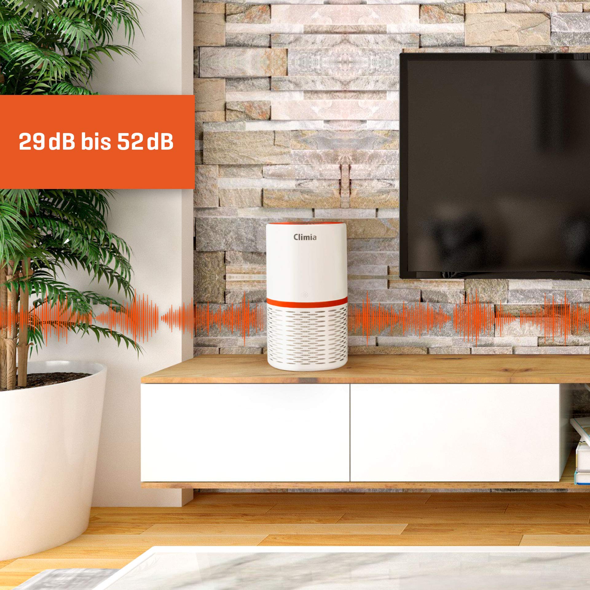 Climia CLR 250 oczyszczacz powietrza – 99,9% wydajności filtra, z filtrem powietrza Hepa 13 i filtrem z węglem aktywnym, 3 w 1 True-HEPA-13 filtr powietrza do pomieszczeń z modułem WiFi i aplikacją do 30 m2 (biały/szary)