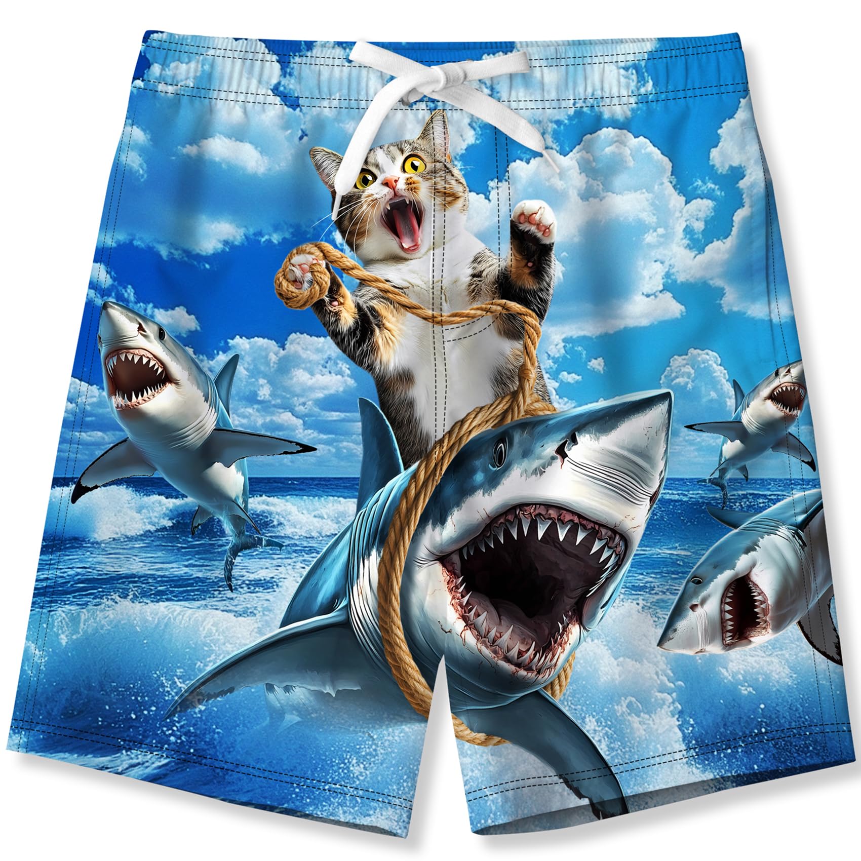 kids4ever Badehose Jungen Lustig 3D Druck Schnelltrocknend Badeshorts Kinder Sommer Strand Boardshorts Schwimmhose 6-14 Jahre