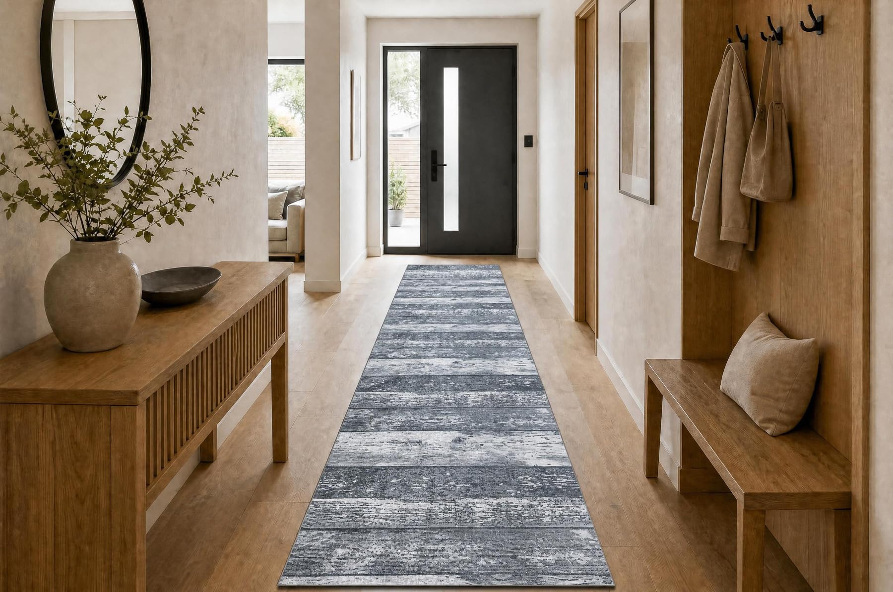 Läufer Antirutsch Lotus DESKI 60930 Bretter grau ZUM WASCHEN 60 cm 60x940 cm grau