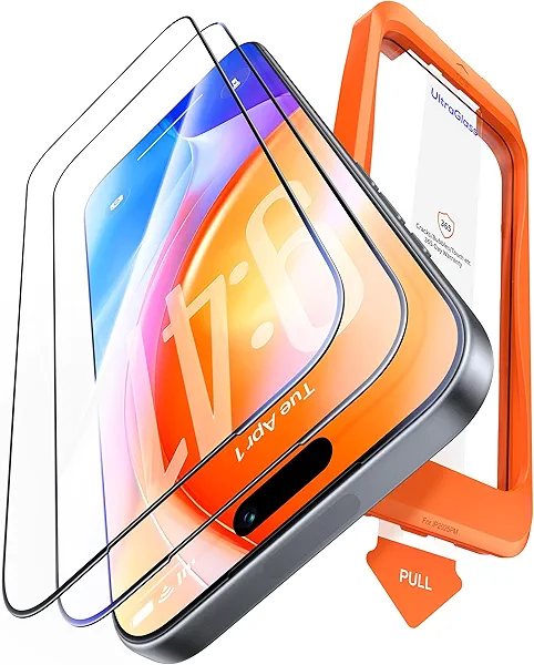 UltraGlass UNBREAK TOP 9H+ Armor for iPhone 17 Pro Max Screen Protector [NO.1 Military Grade Shatterproof] Screen Protector 17 Pro Max Tempered Glass 17 ProMax, Longest Durable, Full Coverage, 2 Pack