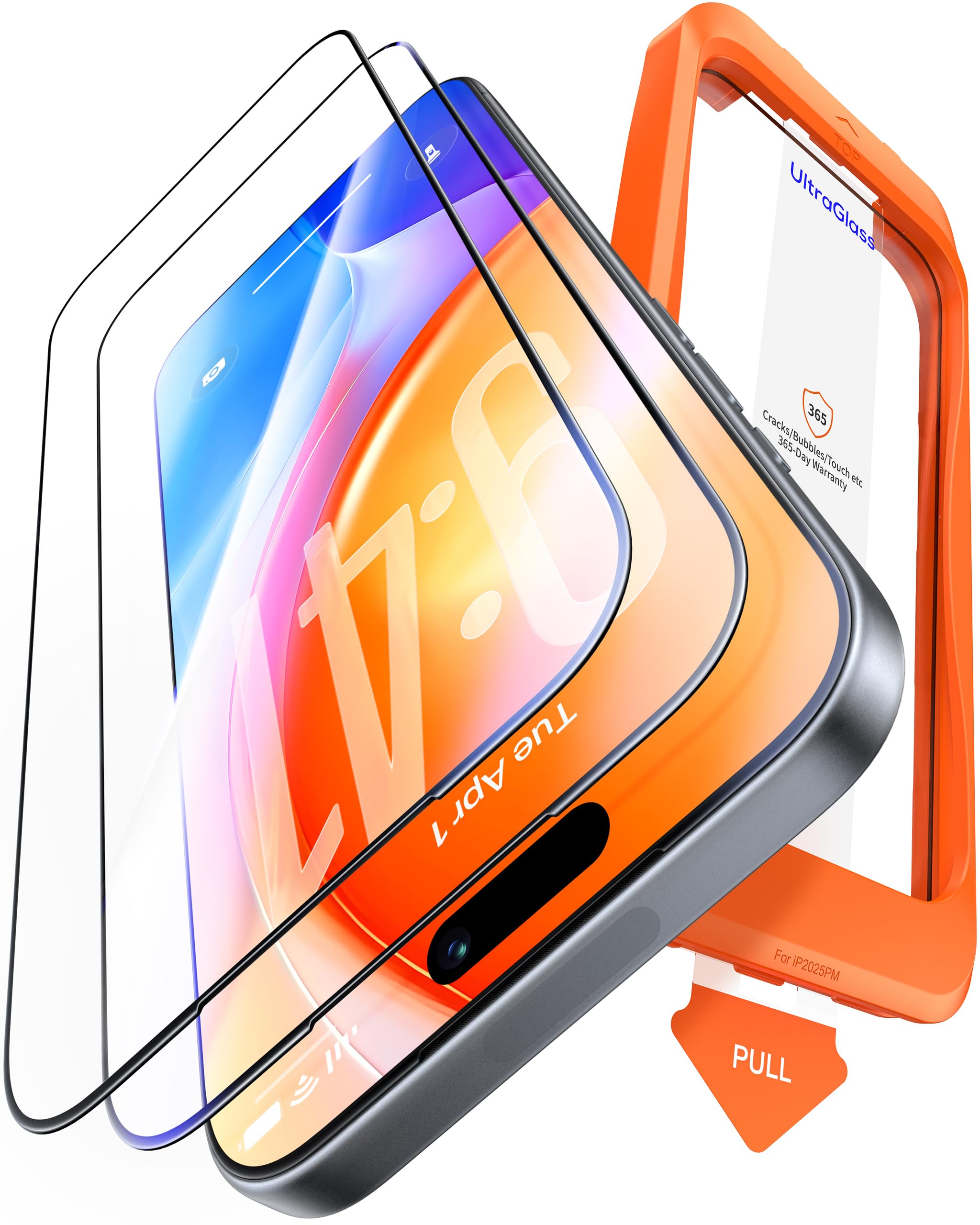 UltraGlassUNBREAK TOP 9H+ Glass for iPhone 16 Pro Max Screen Protector [NO.1 Military Grade Shatterproof] Screen Protector 16 ProMax Tempered Glass [Longest Durable] Full Edge Coverage, 2 PackClimatePartner certified