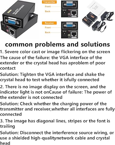Miniatura 6 de VGA a través de Ethernet, extensor VGA Jaremite a Cat5e Cat6 Ethernet, receptor transmisor VGA (328 pies328.1 ft, remitente+receptor)