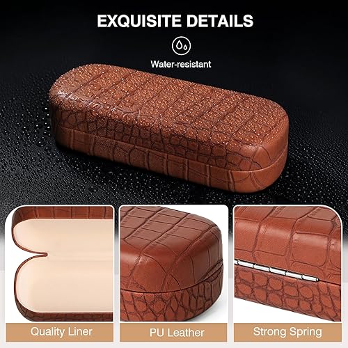 Miniatura 6 de Marvolia Estuche para gafas de sol, funda rígida grande de piel sintética para gafas de sol