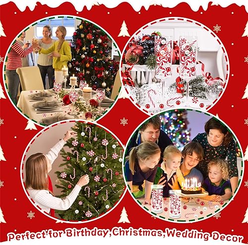 Miniatura 7 de SelfTek 6129 piezas de relleno de jarrón de Navidad, cuentas de relleno de jarrón de bastón de caramelo blanco y rojo, perlas flotantes de gel de