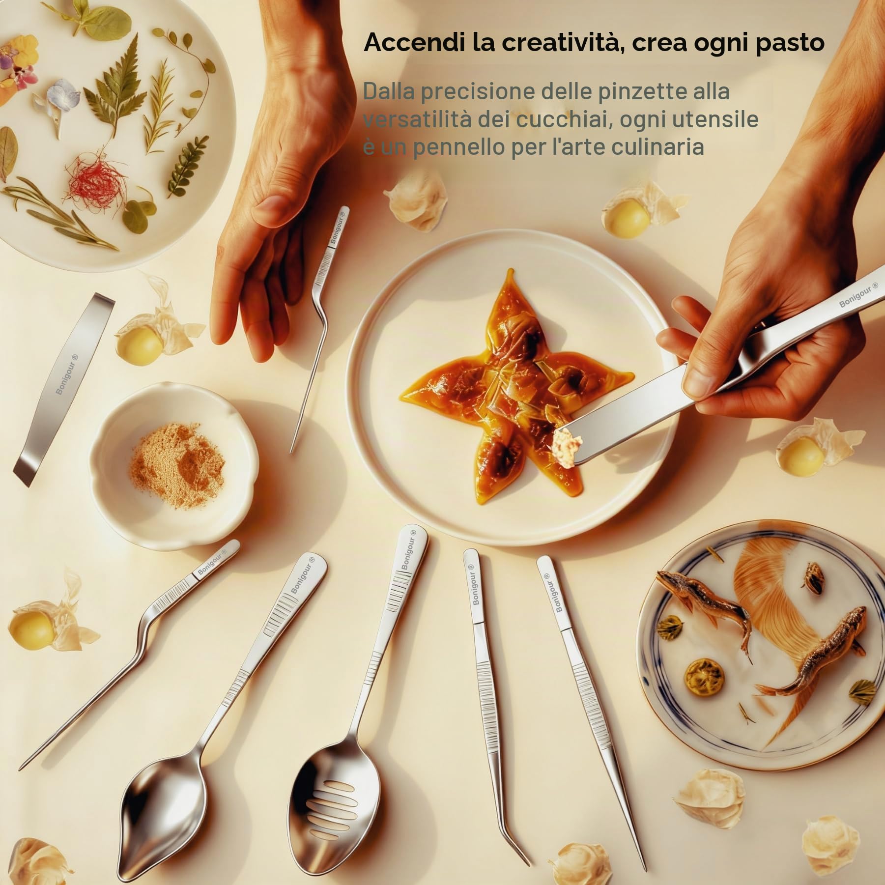 Strumenti di placcatura da chef, set di strumenti professionali per la placcatura culinaria, pinzette per pesce, spatola per pasticceria, pinzette per decorazione torte per gastronomia