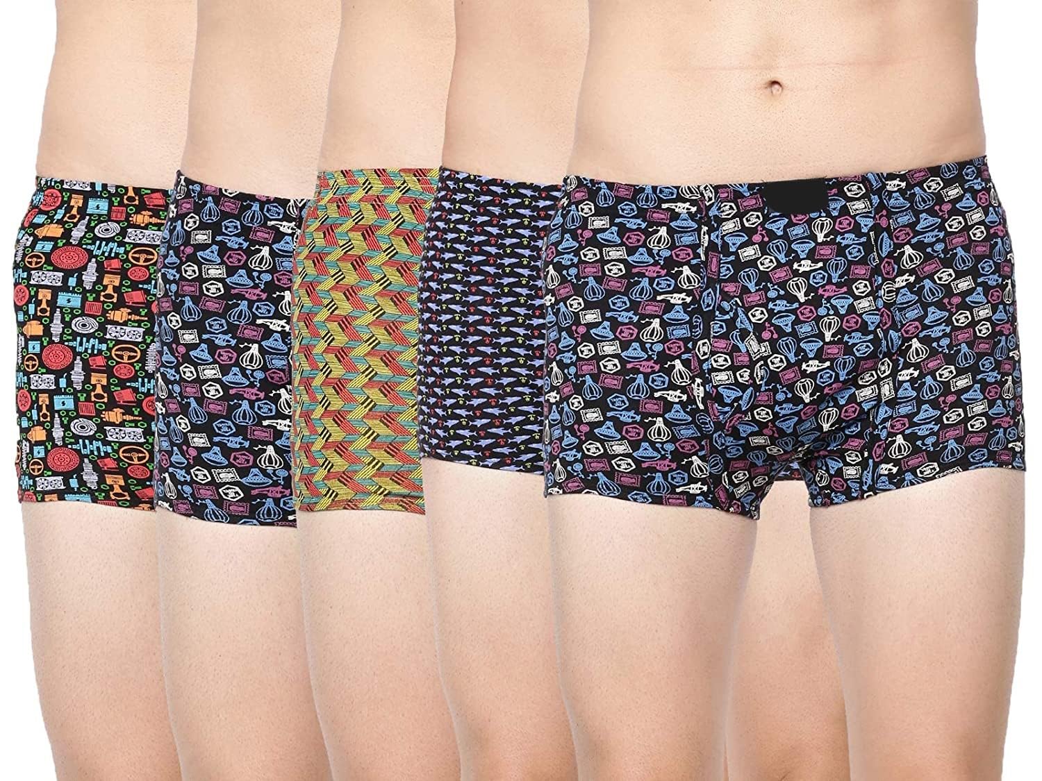 gsxmol Men Printed Pure Cotton Multicolor Underwear Pack 5-picture-25