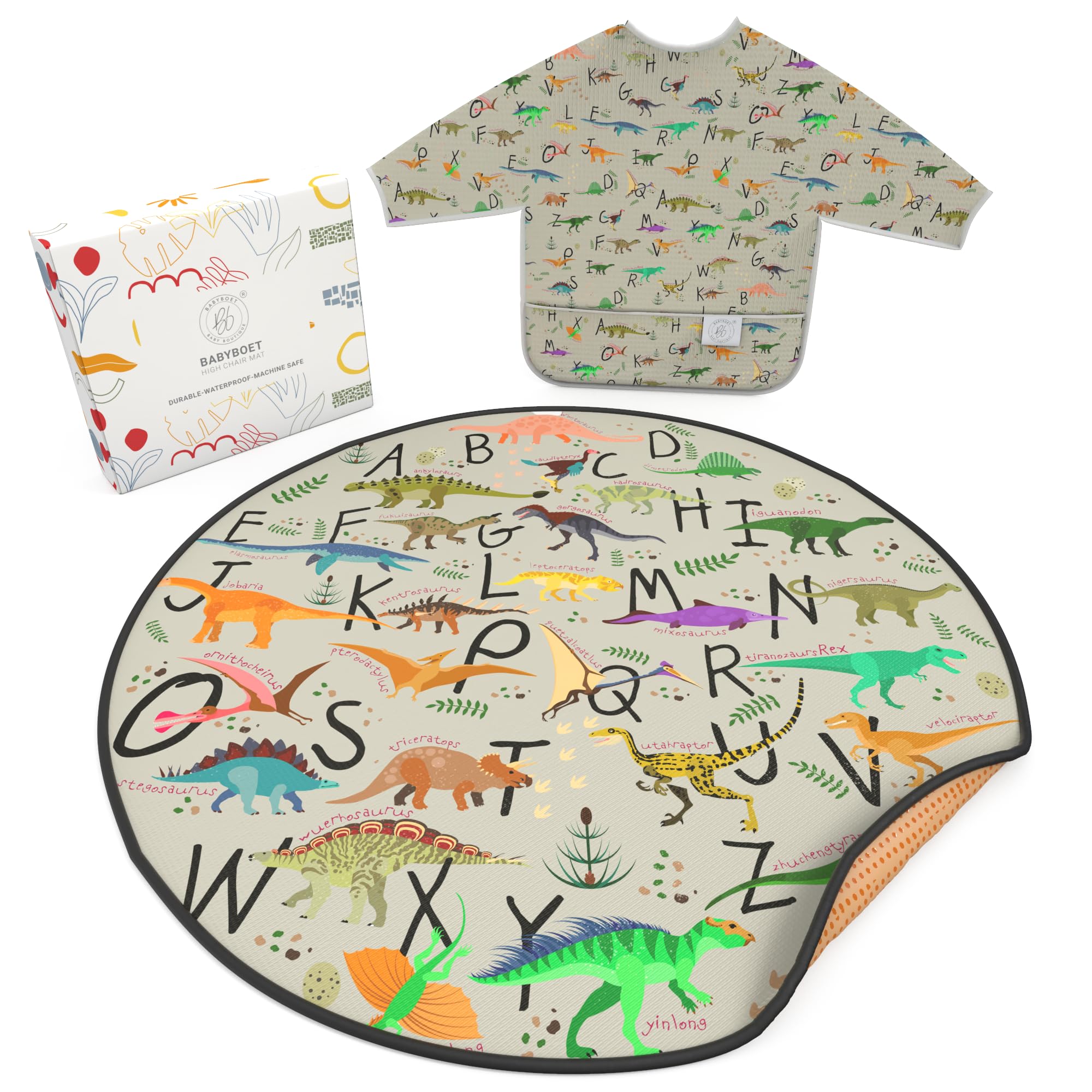 BABYBOET Splat Mat for Baby – Under High Chair Floor Mat Protects Wood, Vinyl and Carpet from Spills – Waterproof Triple Layer Baby Mat with Anti-Skid Backing Deters Bunching and Sliding