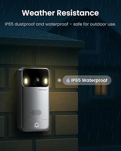 Miniatura 9 de SwitchBot Cámara de timbre de video inalámbrica con monitor, sin suscripción, pantalla de 4.3 pulgadas, funciona con pilas, vista de la cabeza a los