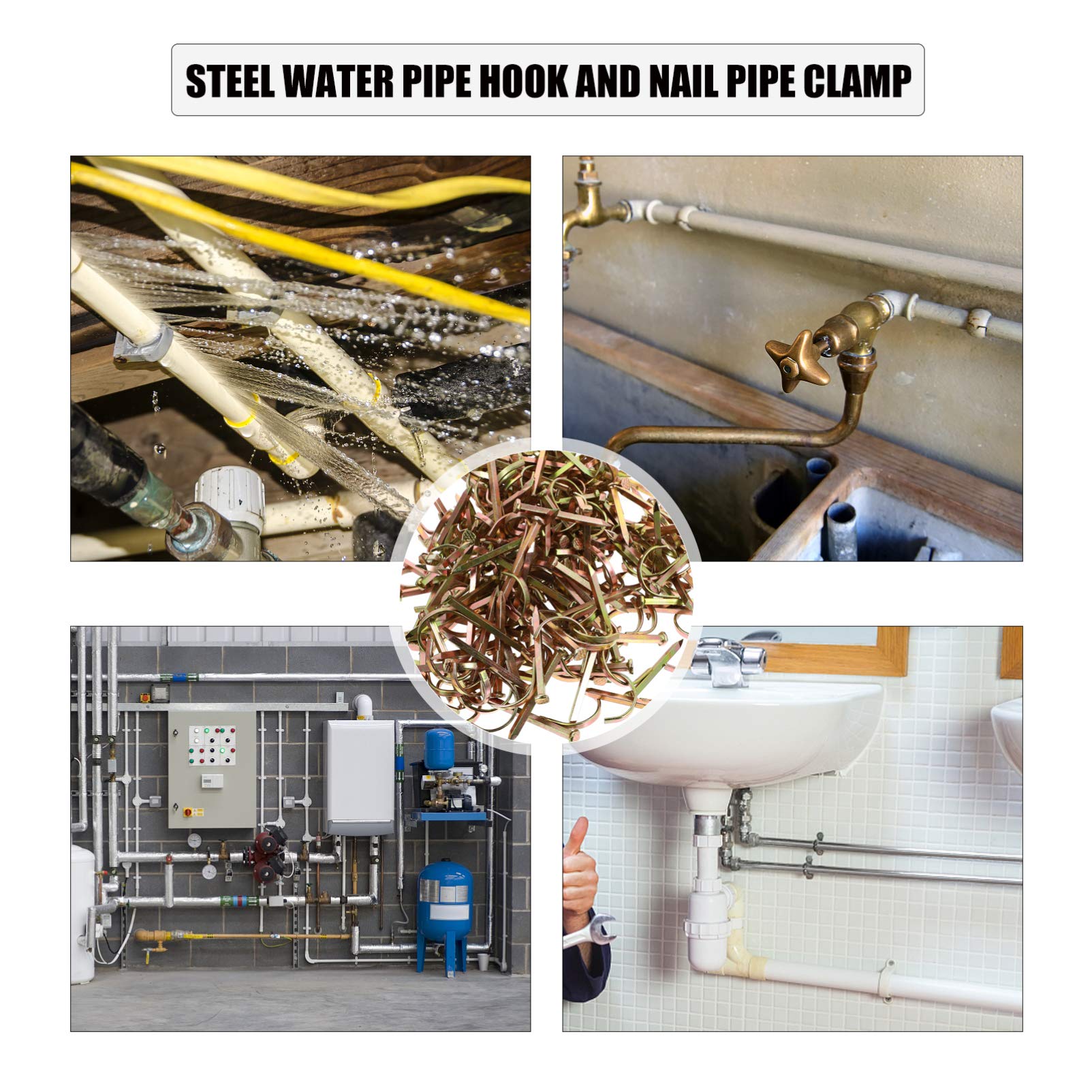 Fixing Clips J Hook Nail in Acciaio Inox 200 Pezzi per Tubi