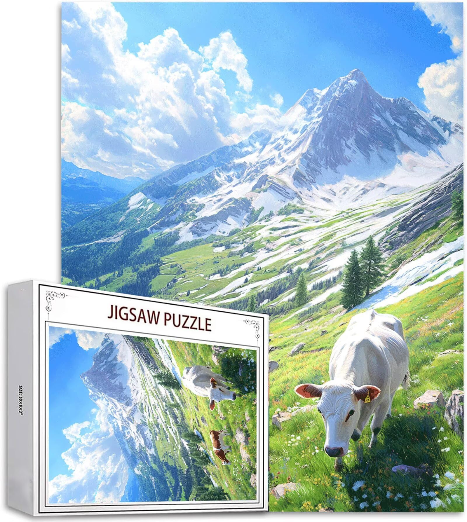 Puzzle 4000 Teile Ochse Puzzle Erwachsene, DIY Groß Puzzelmatten, Holzpuzzle für Erwachsene und Kinder ab 12 Jahren Wooden Jigsaw Wiese Geschicklichkeitsspiel für Die Ganze Familie, Geschenke D-848