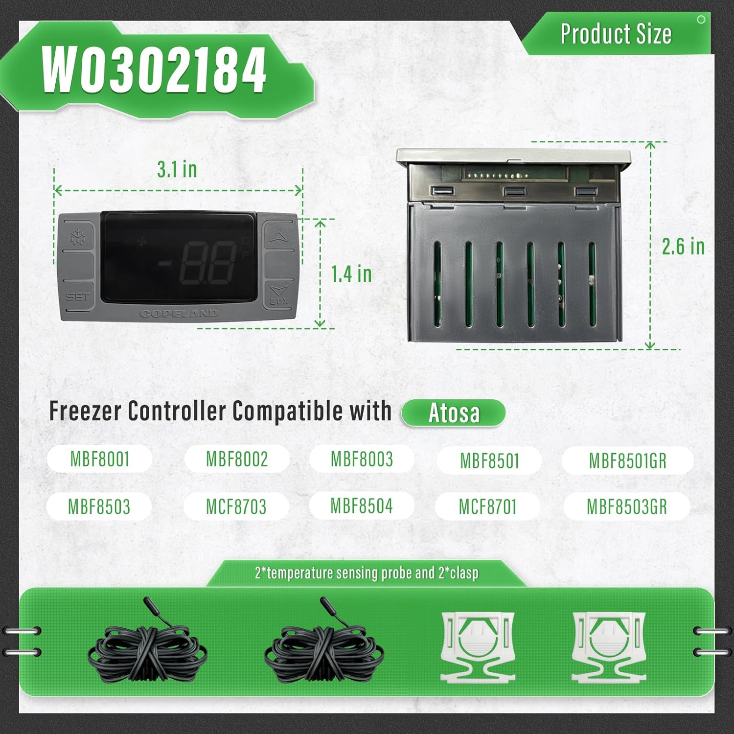 W0302184 Freezer Controller Compatible with Atosa Freezer (MBF8001, MBF8002, MBF8003, MBF8501, MBF8501GR, MBF8503, MBF8503GR, MBF8504, MCF8701, MCF8703)