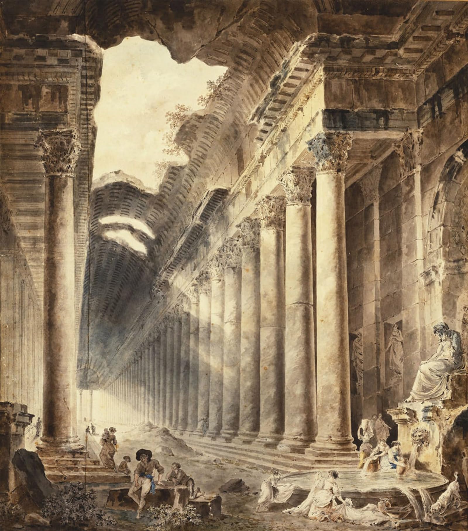 Impression d'art Hubert Robert toile de qualité supérieure 60x90 cm