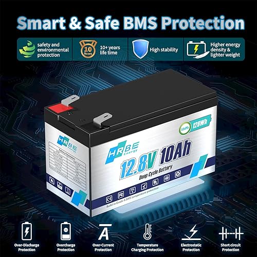 Miniatura 2 de Batería de litio recargable LiFePO4 de 12 V 10 AH, protección BMS confiable integrada de 10 A, más de 2000 ciclos profundos, especial para UPS