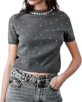 タグ付き未使用　Short Sleeve Knit Pullover Knitted short sleeve sweater with artwork