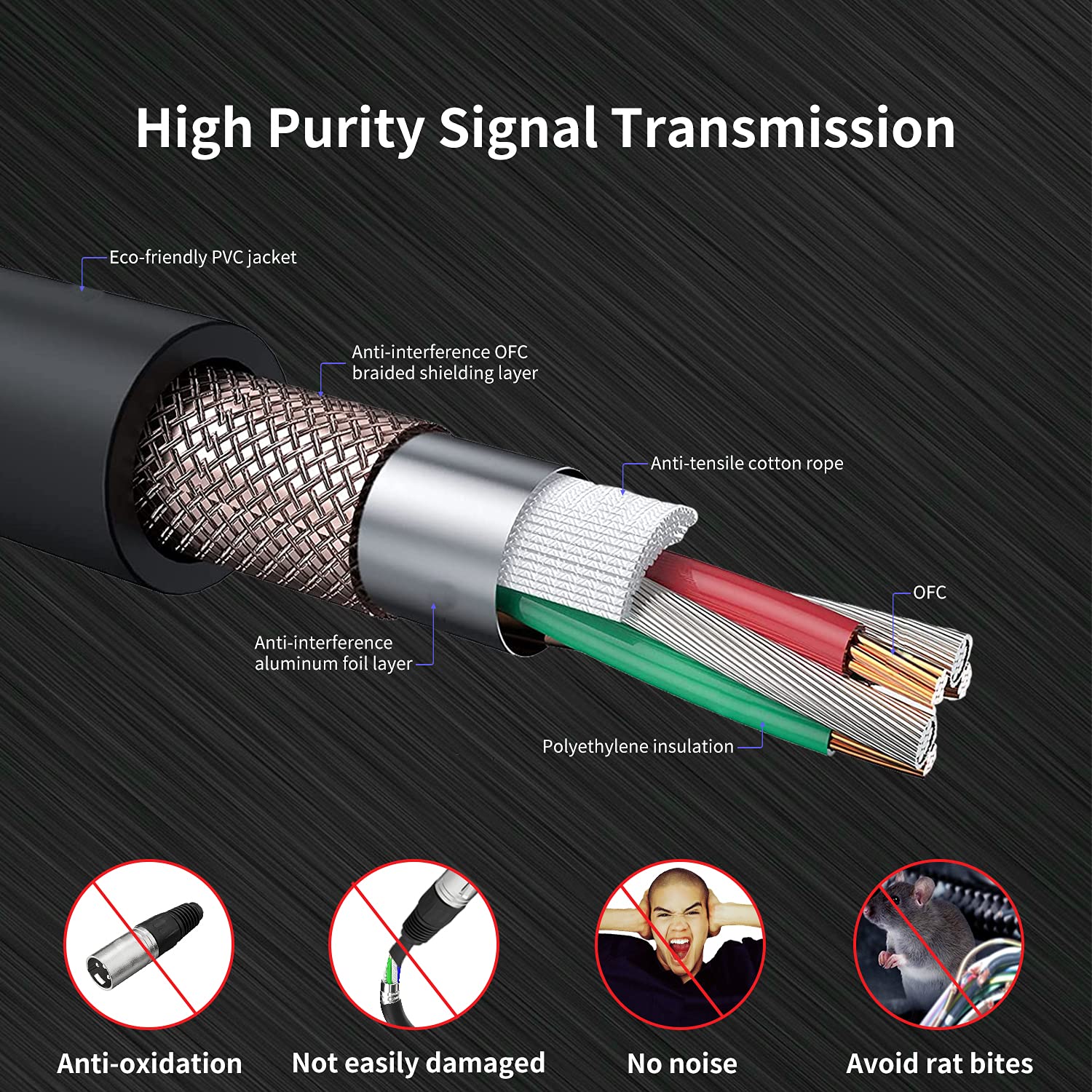 Cables XLR, cables de micrófono de 100 pies, cables de micrófono XLR resistentes, cable DMX equilibrado macho a hembra, adecuados para micrófonos, sistemas de altavoces, estación de radio,