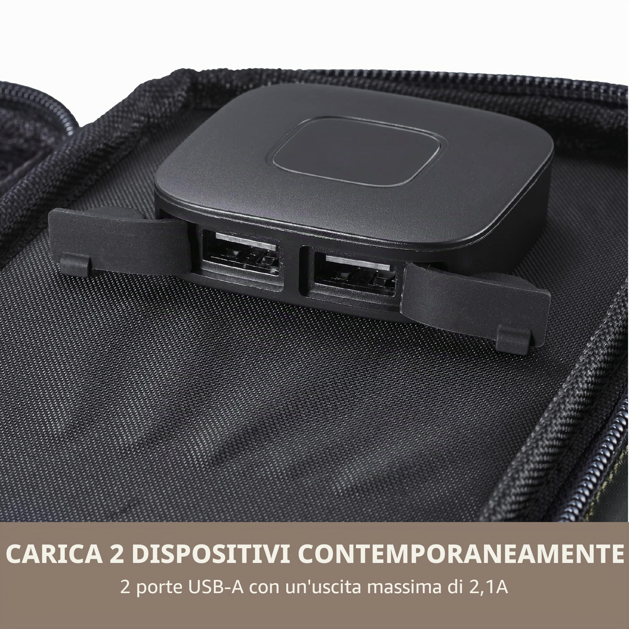 ELECOM NESTOUT - Pannello solare portatile, doppia porta USB-A, caricabatterie per la generazione di energia da 28 W, per telefono da campeggio, in nylon ripstop resistente all'acqua, pieghevole,