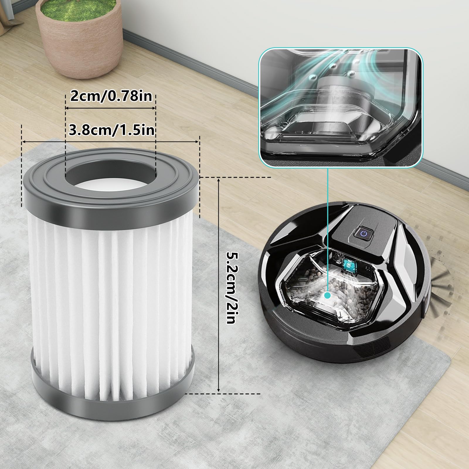 YUYUEMI Kit di 16 pezzi di ricambio per robot aspirapolvere Lefant M201/T700/M500/501, 6 spazzole laterali, 5 filtri HEPA, 5 panni per mocio, accessori di ricambio, come mostrato nelle immagini