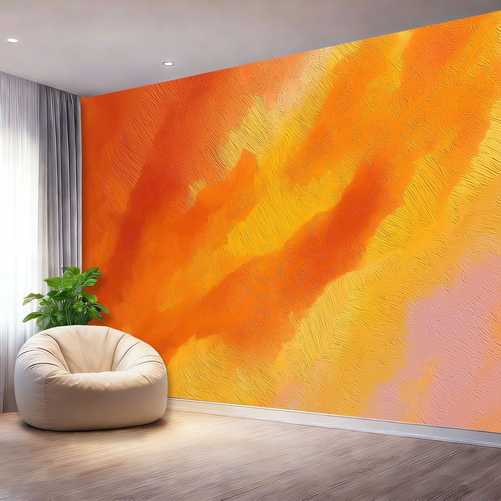 Tapeta 3D z włókniny w paski spokoju abstrakcyjne 400 x 280 cm tapeta dekoracja ścienna do salonu sypialnia żółty
